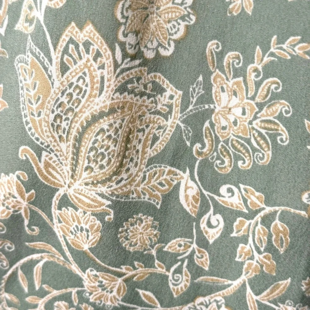 Band of the Free Sage Ivory Floral Puff Sleeve Wide Leg Jumpsuit‎ S
